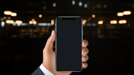 Businessman using smartphone with copy space. Business conceptの素材