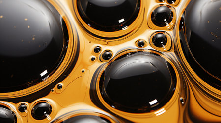 Fluid oil texture. Black and golden background. Background concept. Generative AIの素材