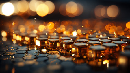 Hexagon and circle bokeh background. Background concept. Generative AIの素材