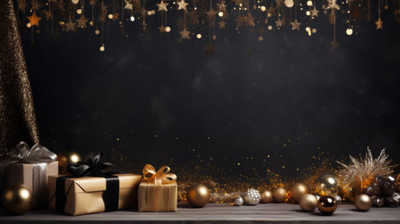 Luxury christmas background with copyspace for your text,design. Christmas concept. Generative AI.の素材