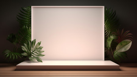 product display background with light frame. 3d podium for your product. Generative AIの素材