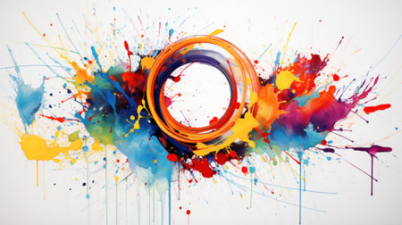 Colorful watercolor splash on white background. Watercolor background concept. Generative AIの素材