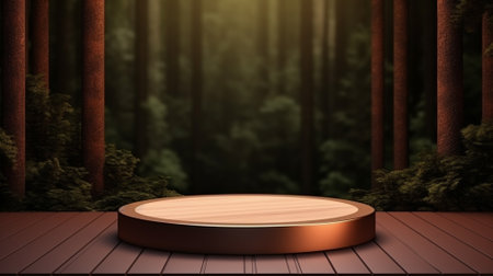 3d luxury wood podium with blue nature background for your luxury product.Generative AIの素材