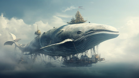 Whale. Fantasy concept. Generative AI.の素材