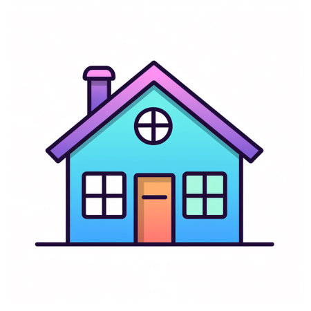 Home icon. Flat icon. Generative AIの素材
