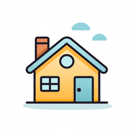 Home icon. Flat icon. Generative AIの素材