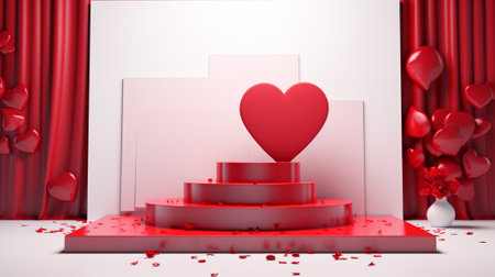 3d luxury pink podium for your luxury product. Valentine concept. Generative AIの素材