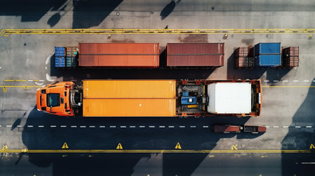 Cargo container truck. Business concept. Transportation concept. Generative AIの素材