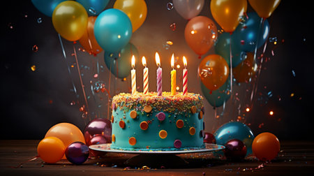 Birthday cake on blur background. Generative AI.の素材