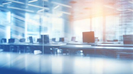 Blurred empty open space office. Abstract background. Business concept. Generative AI.の素材