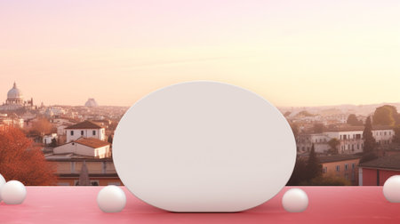 Blank podium derocation with rose. Valentine concept. Generative AIの素材