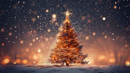 Luxury christmas tree background with copyspace for your text,design. Christmas concept. Generative AI.の素材