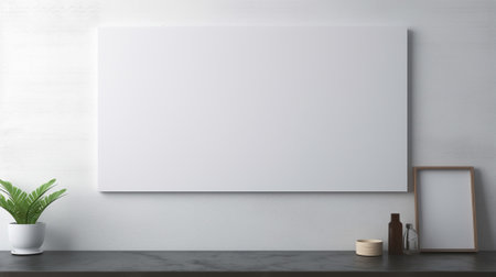 White board hanging on wall. Generative AIの素材