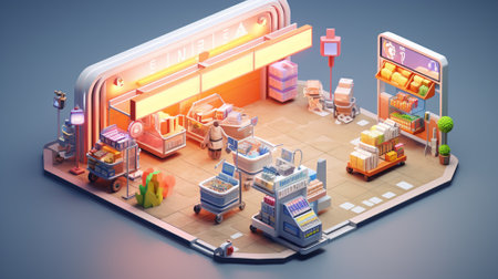 3d of shop. Shopping online concept. Generative AIの素材
