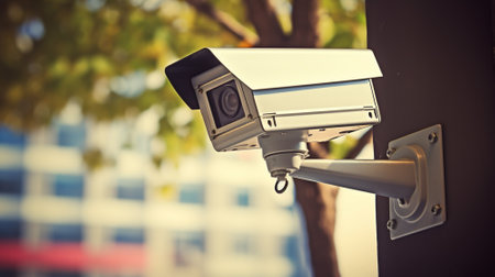 IP Camera on the wall. security camera on the wall. Generative AIの素材