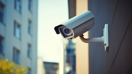 IP Camera on the wall. security camera on the wall. Generative AIの素材