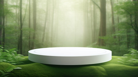 3d luxury white podium for your luxury product with nature background. Generative AIの素材