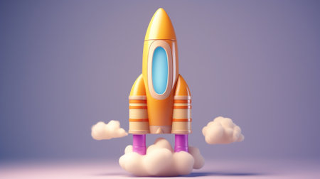 3d rocket on pastel background. Generative AIの素材