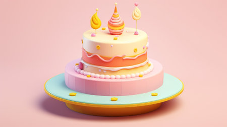 3d Birthday cake. Happy Birthday concept. Generative AIの素材