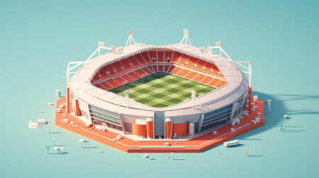 Football stadium on pastel background. 3d concept. Isometric. Generative AI.の素材