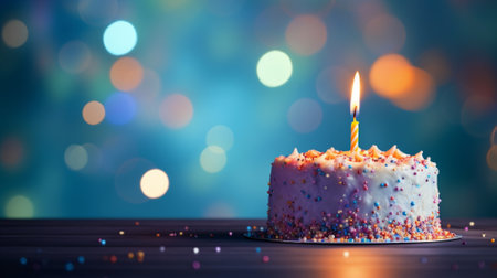 Birthday cake on blur background with studio light. Happy Birthday concept. Generative AIの素材