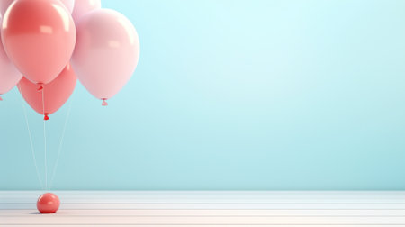 3d of balloon with copyspace on pastel background. Generative AI.の素材