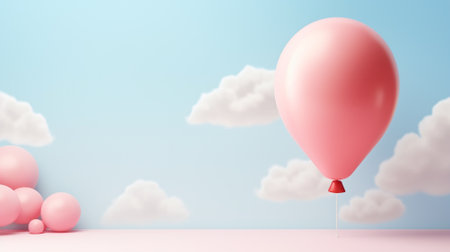 3d of balloon with copyspace on pastel background. Generative AI.の素材