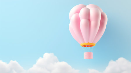 3d of balloon with copyspace on pastel background. Generative AI.の素材