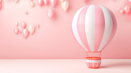3d of balloon with copyspace on pastel background. Generative AI.の素材