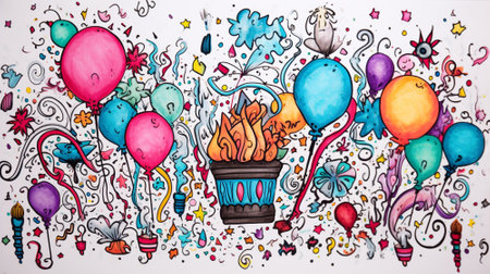 Happy birthday background with copyspace. Generative AIの素材