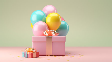 3d of birthday giftbox with copyspace on pastel background. Generative AIの素材