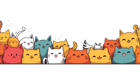 illustration happy cats background. Generative AI.の素材