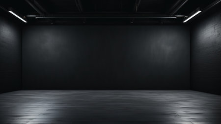 Blank black studio. black background studio. Generative AI.の素材