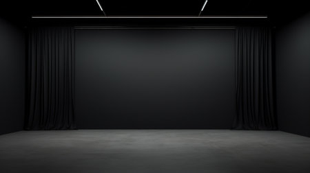 Blank black studio. black background studio. Generative AI.の素材