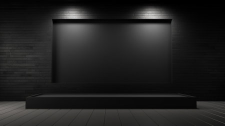 Blank black studio. black background studio. Generative AI.の素材
