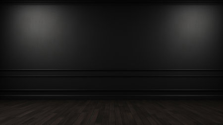 Blank black studio. black background studio. Generative AI.の素材