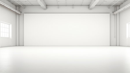 Blank white studio. White background studio. Generative AI.の素材