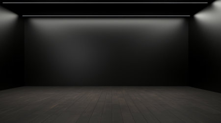 Blank black studio. black background studio. Generative AI.の素材