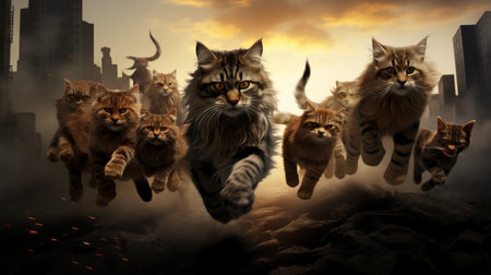 Cats background. Cute animal background. Generative AIの素材