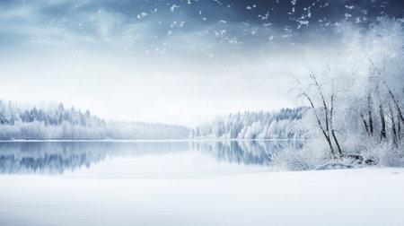 Winter background with copyspace. Generative AI.の素材