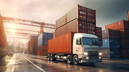 Freight train. Import and Export concept. Generative AIの素材
