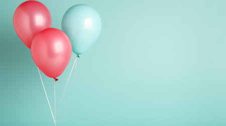 Balloon on pastel background with copyspace for your design. Happy Birthday concept. Generative AIの素材