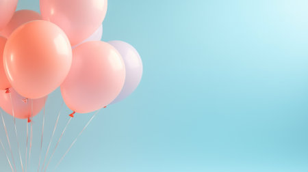 Balloon on pastel background with copyspace for your design. Happy Birthday concept. Generative AIの素材
