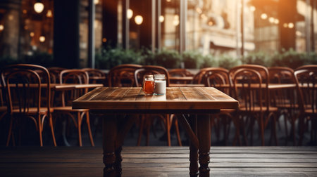 Cafe background with copyspace. Interior background concept. Generative AI.の素材