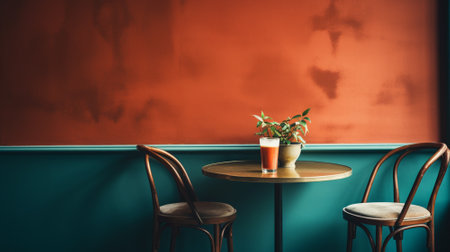 Cafe background with copyspace. Interior background concept. Generative AI.の素材