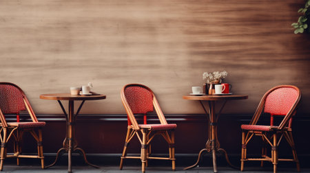 Cafe background with copyspace. Interior background concept. Generative AI.の素材