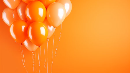3d of balloon with copyspace on orange background. Generative AI.の素材
