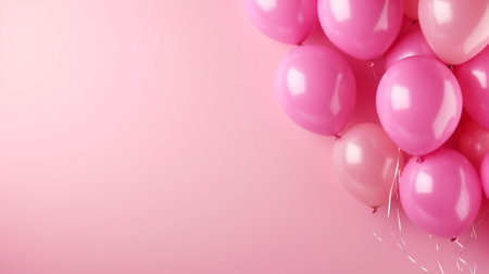 3d of balloon with copyspace on pink background. Generative AI.の素材