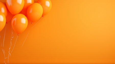 3d of balloon with copyspace on orange background. Generative AI.の素材