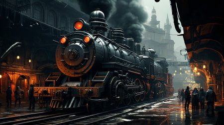 Freight train. Import and Export concept. Generative AIの素材